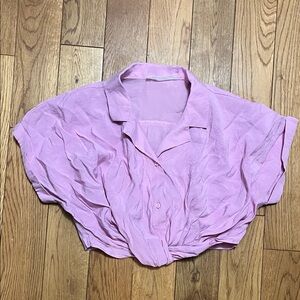 Zara Kids Light Pink Button Down Shirt boxy fit size 8-9 girls cropped top